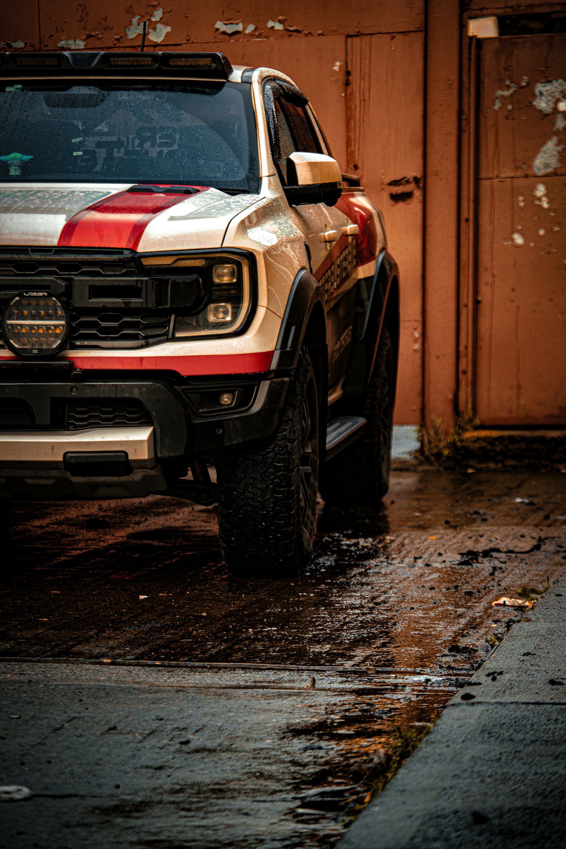 Black Ford Ranger parked at dusk — R Edition conversion